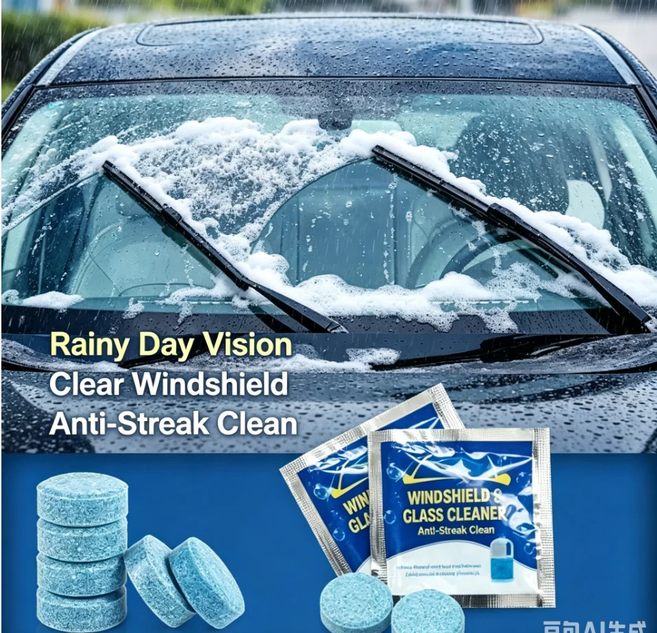 Car Windshield Washer Effervescent Sheet Car Effervescent Cleaning Solution Wiping Glass Solid Cleaning Effervescent Tablets