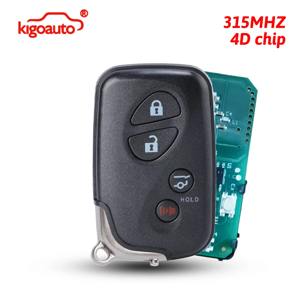 

kigoauto FCC HYQ14ACX Smart key 315MHZ 4 button 4D chip for 2010-2020 Lexus GX460 PN: 89904-60590 (GNE Board 5290 ) Glass Button
