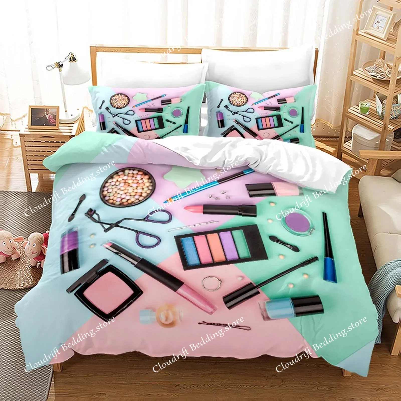 Nordic Cosmetic Fashion Girl Perfume Bedding Set Luxury Duvet Cover 200x200 Pink Bed Linen Bedclothes NO Sheet Duvet Cover Bed