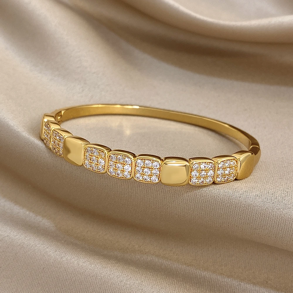 Greatera موضة ساحة كاملة حجر الراين مطعمة تقسم النحاس سوار للنساء الرجال حساسية كول شعبية الإسورة الأكثر مبيعا