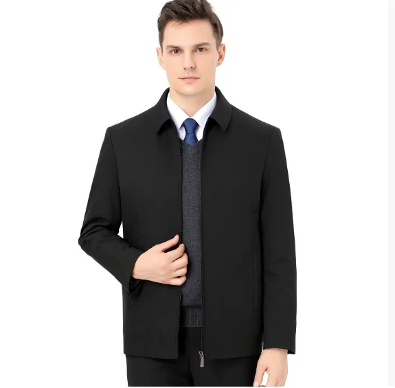 

Trend Spring Autumn New Coat Baseball Collar Short Loose Solid Color Coat Men Clothing Men's Lapel Business Casual Thin Jacket