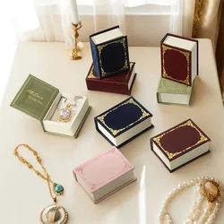Mini Book Shaped Ring Box Jewelry Box Travel Flip Cover for Wedding Proposal Engagement Gift Box Luxury Jewelry Organizer Box
