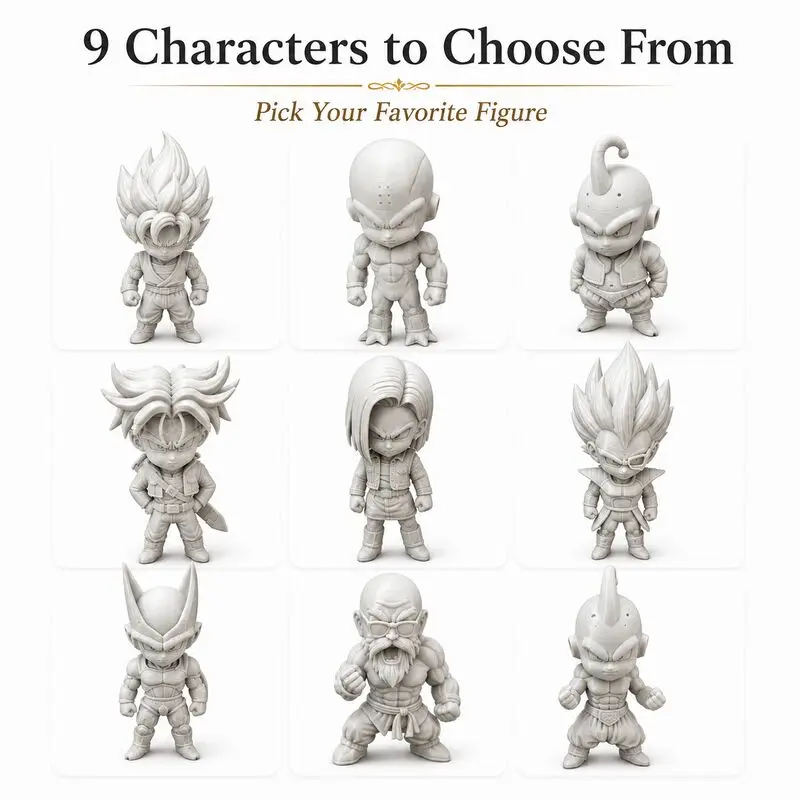 9 Stile zur Auswahl: Anime Dragon Ball Saiyan Unbemalte Figur, Weiße 3D-Statue zum Selbstbemalen, DIY-Modell, Schreibtisch-Sammlerstück, Dekoration – Detail 2