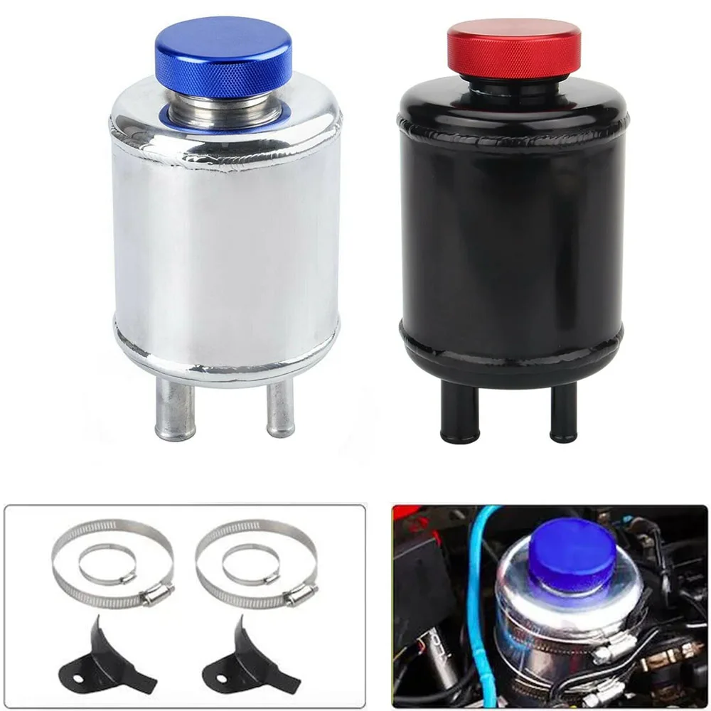 

Aluminium Alloy Fuel Cell Surge Tank Power Steering Tank Oil Catch Can Tank Racing Power Steering Fluid Reservoir Tank Clamps