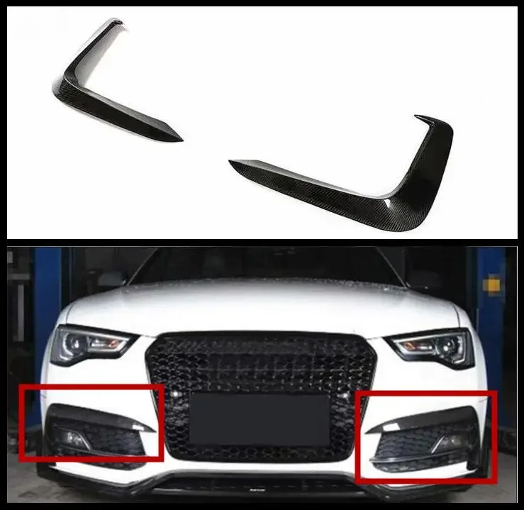 Real Carbon Fiber Front Bumper Lip grille Splitters Aprons Fog light Lamp Cover For Audi A5 S Line S5 2012 2013 2014 2015 2016