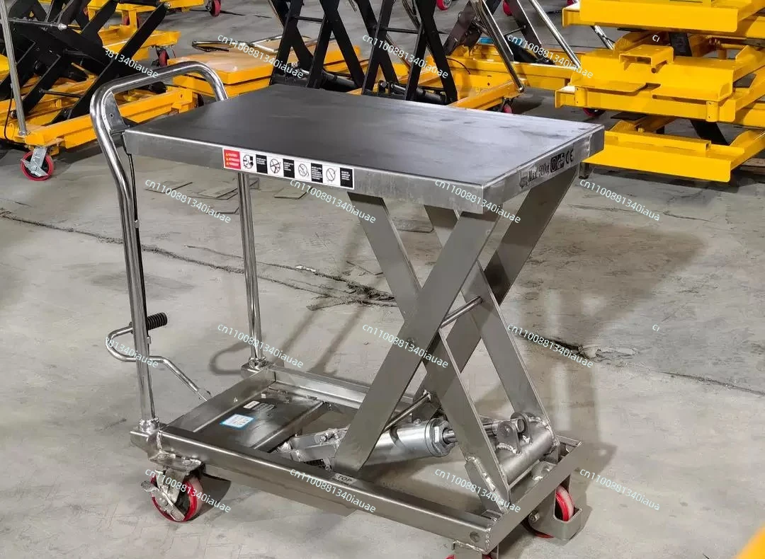 304 Stainless Steel Platform Truck Electric Hydraulic Lift Flatbed Truck Loading and Unloading on The Truck Movable Handling