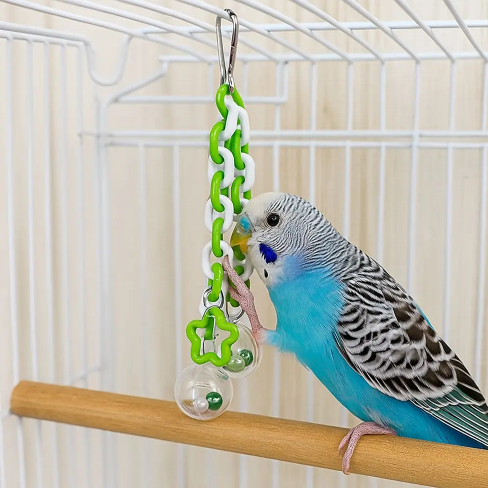 Bite Resistant Parrot Hanging Ball Transparent Ball with Bells Bird Chewing Colorful Bird Birdcage Climbing Ladder Interactive