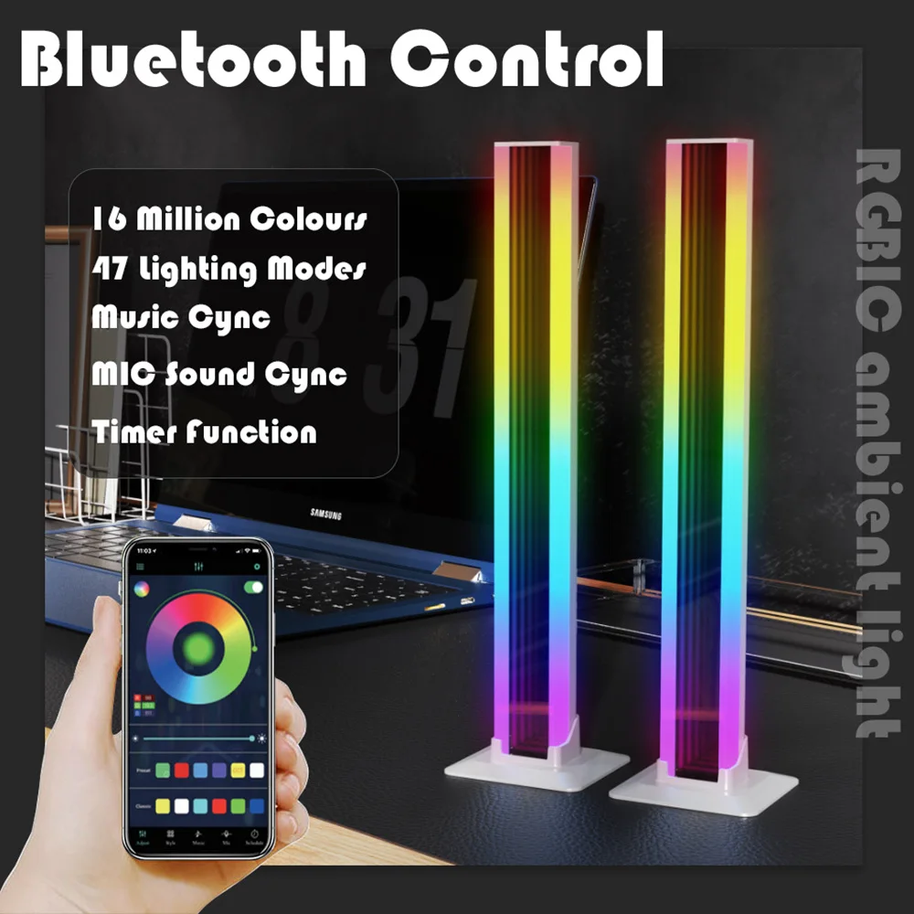 LED Light A Pair RGB Room Decor Abyss Lamp Bluetooth Ambient Night Light Desktop Mood Lighting for TV PC Gaming Backlight