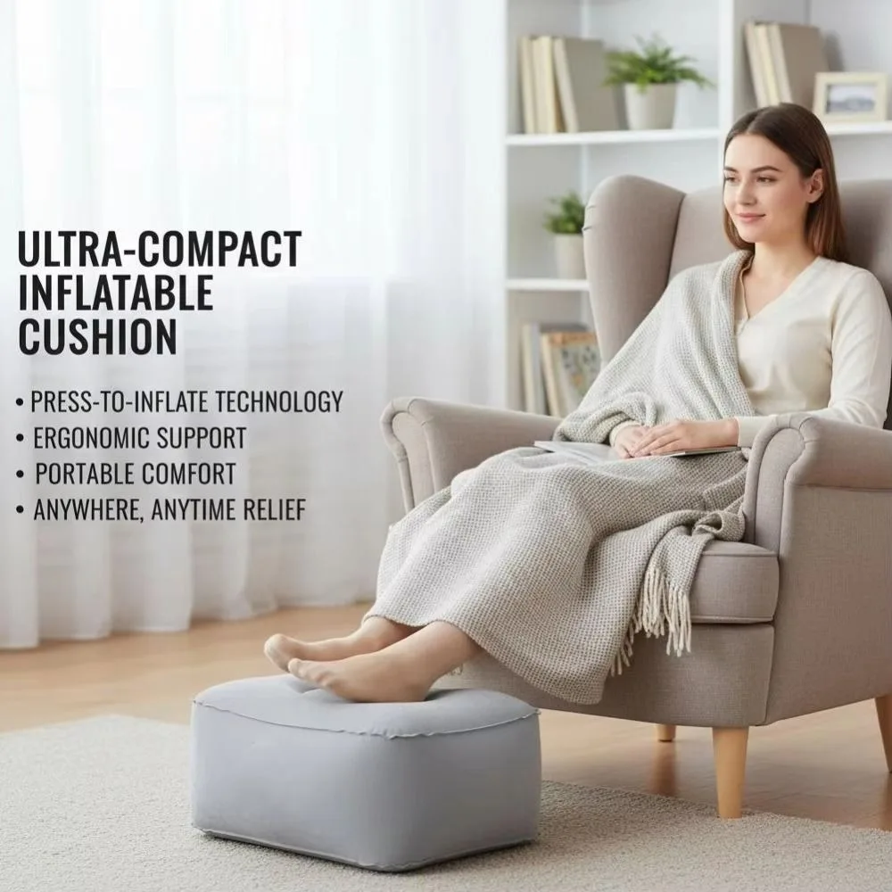Press-to-Inflate Inflatable Booster Seat Fabric Waterproof Portable Foot Rest Muscle Relief Leg Up Support