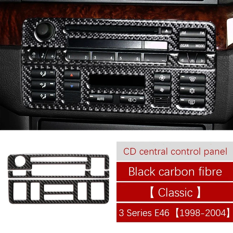 Carbon Fiber Interior Instrument Dashboard Console Gear Box Water Panel Frame Decal Cover for -BMW 3 Series E46 1998-06