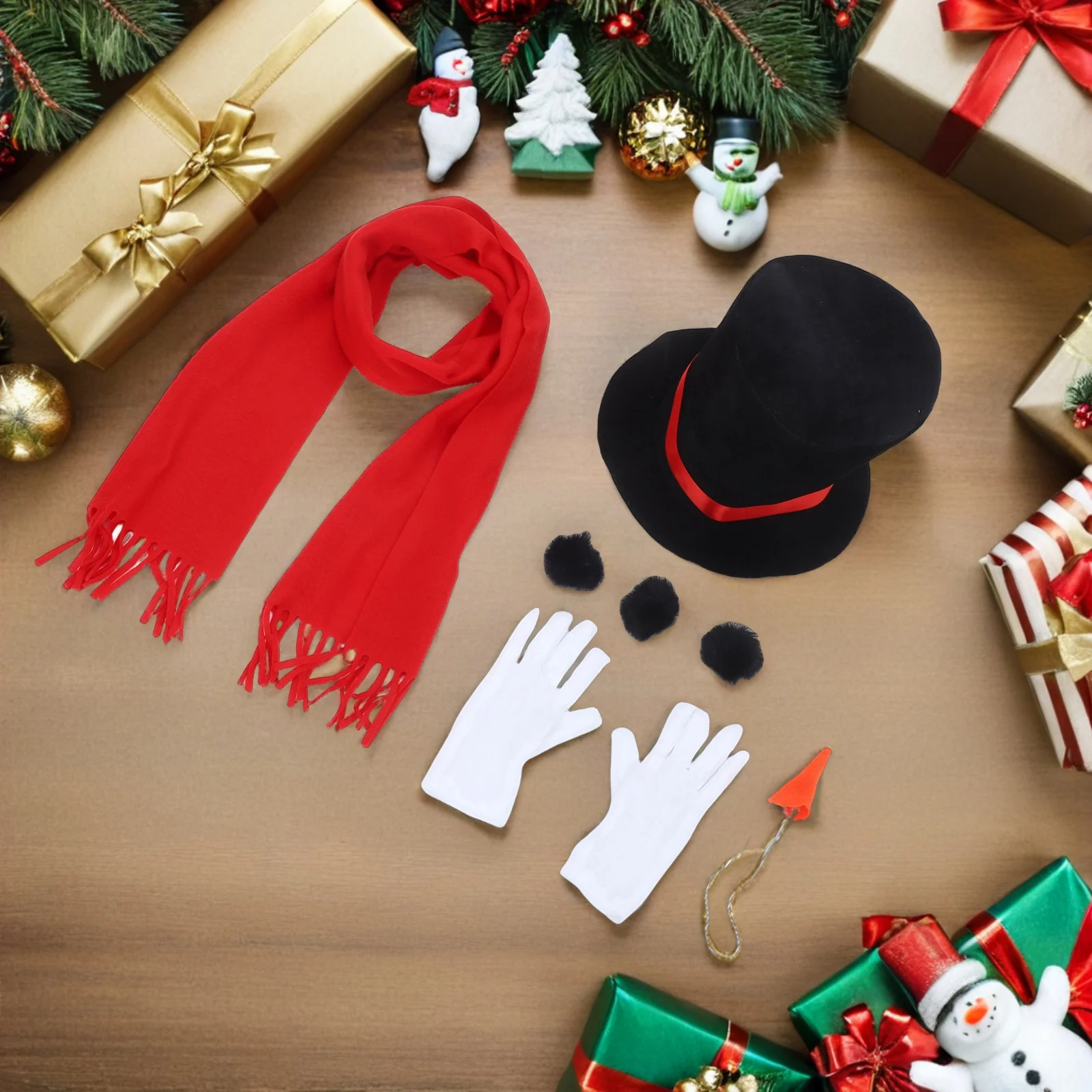 1セットのコスチュームキット、クリスマススノーマンアクセサリー（大人用）、DIYウィンターパーティードレスアップセット、帽子付きフロスティスノーマンコスチューム