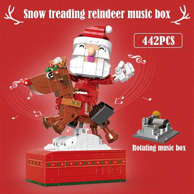 Idee Carillon di Babbo Natale Building Block Castello di musica di Natale Mattoni Modello Esperto creativo Kit di giocattoli per bambini Regalo di Natale