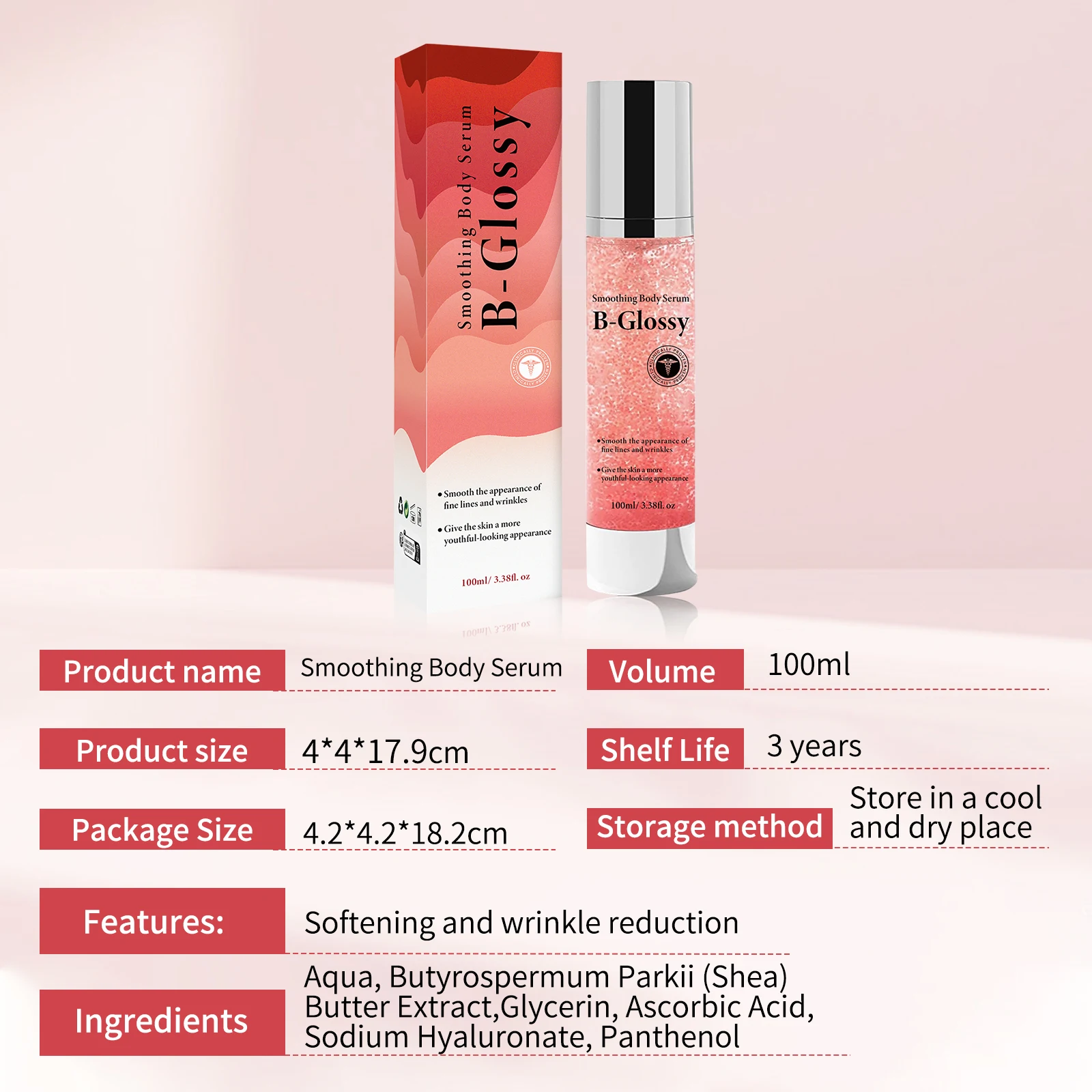 

100 мл разглаживающая сыворотка для тела против морщин, увлажняющий и осветляющий уход за кожей лица, шеи, рук, тела, молодежное сияние