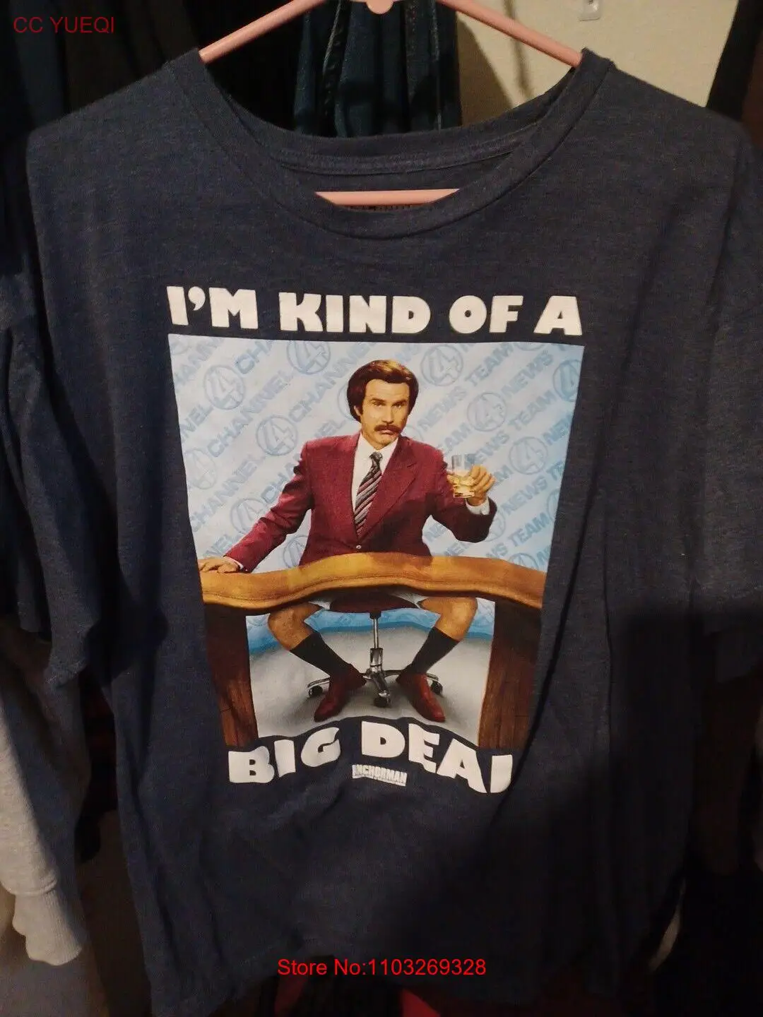 Футболка Anchorman «Я как-то большая сделка», «Легенда о Роне бордового цвета X-Large»