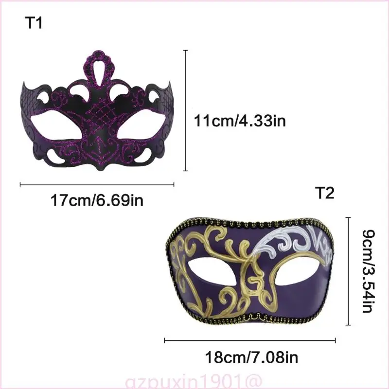 57qa Ehepaar Maskerade Maske Halloween Kostümmaske für Männer Frauen Halloween Masquerade – Detail 5