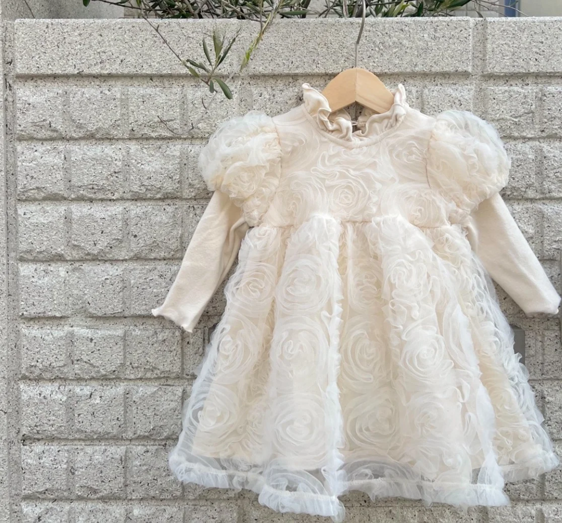 Baby Girl Dress Clothes Spring 2024 Newborn 1 Year Birthday Party Dresses Girl Flower Princess Long Sleeve Toddler Vestido