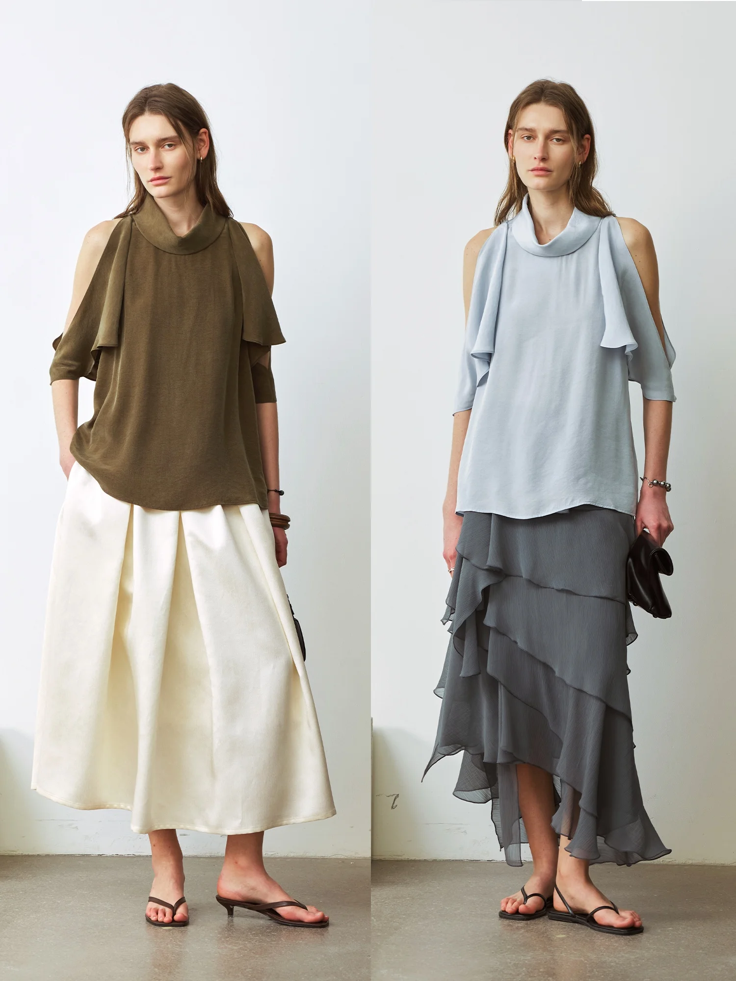 

Openroles Lightweight Loose Fit Shoulder Bared Neckline Women's Shirt Elegant Draped Style Sleeveless Pure Color Summer Top