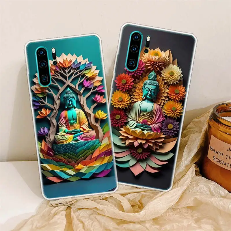 Origami Paper Cuttings Buddha Phone Case For Huawei P50 Pro P40 P30 Lite P20 P10 Coque Mate 10 Lite 20 30 40 Pro Cover Capa Shel