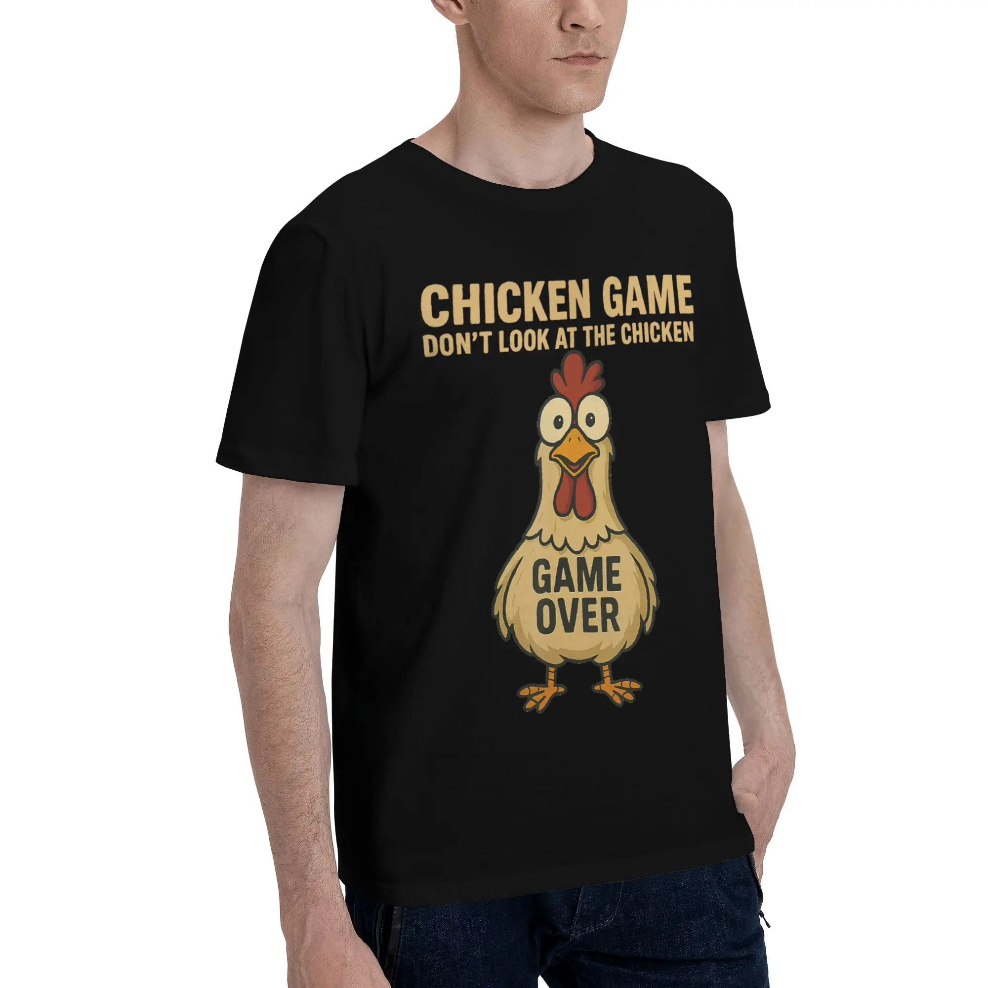 Chicken Game Dont Look At The Chicken Tee Shirt for Men Women Graphic T Shirts  100% Cotton Clothing