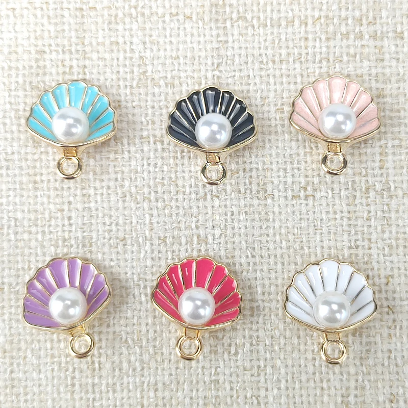 10Pcs DIY Ocean Shell Charms Imitation Pearl Pendants for Bracelet Necklace Earrings Alloy Pendants Jewelry  Accessories