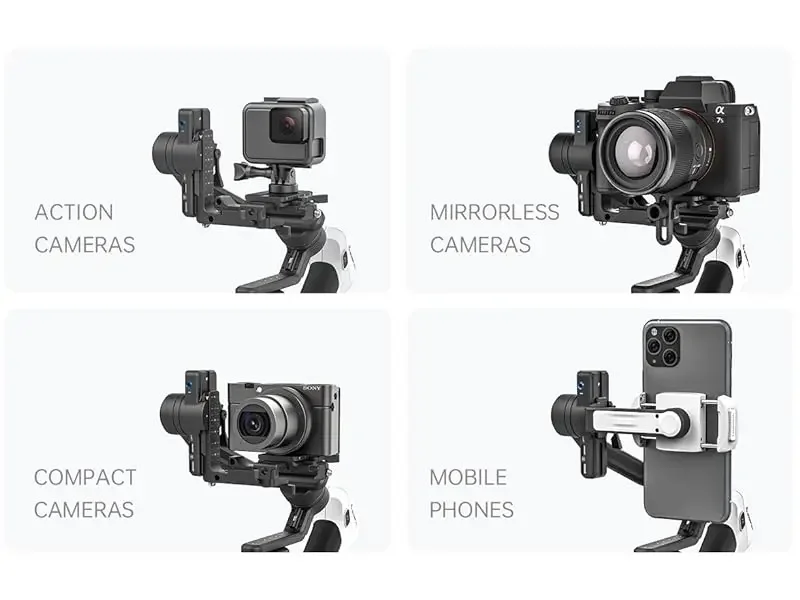 SCORP Mini 2 AI Tracking Gimbal Stabilizer |   1,2 kg Nutzlast für spiegellose, Smartphone- und Action-Kamera, 3-Achsen-Stabilisator