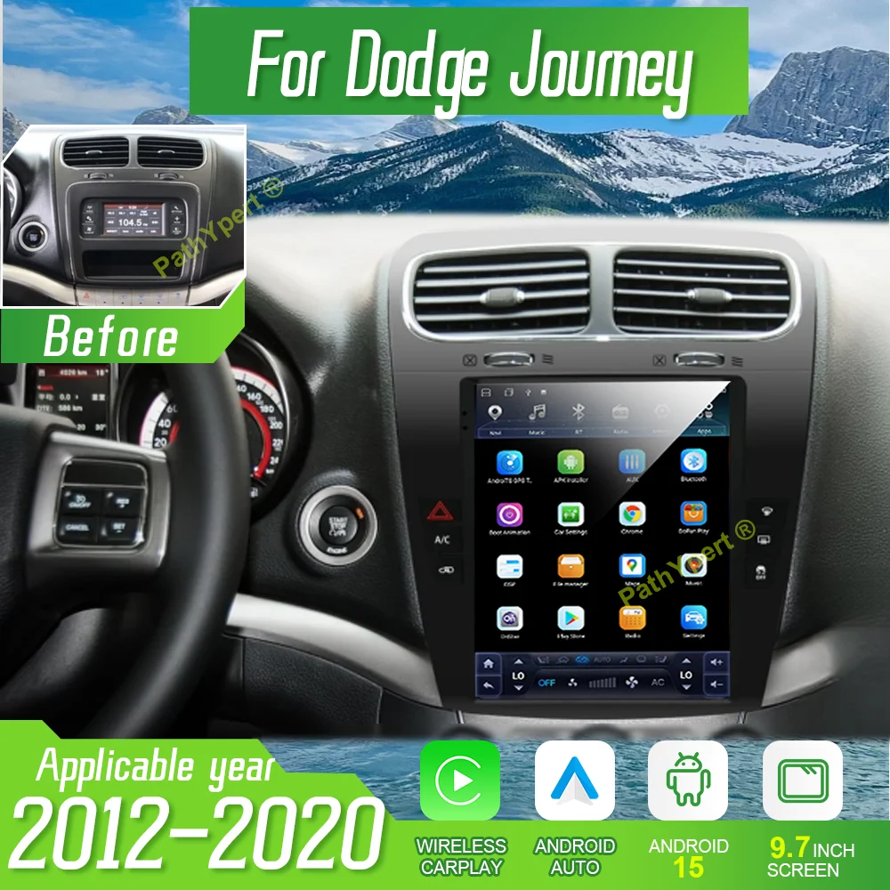 

Android 15 For Dodge Journey 2012-2020 Tesla Screen Car Multimedia Player Radio Audio GPS Navigation 2 DIN Wireless Carplay Auto