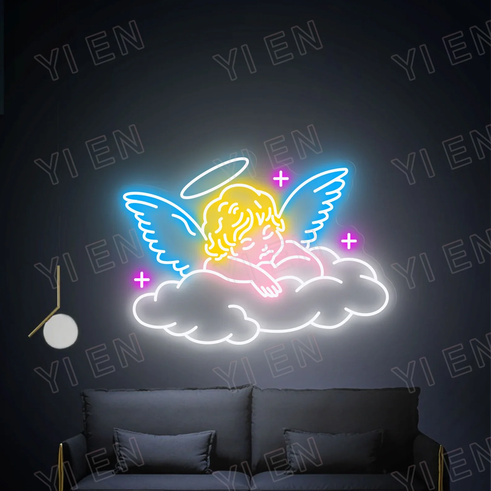 Znak Neon Led anioła, neonowy znak kąta spania, lampa neonowa kąta, sztuka Neon Led, wystrój imprezy, standardowy znak neonowy, personalizowane prezenty