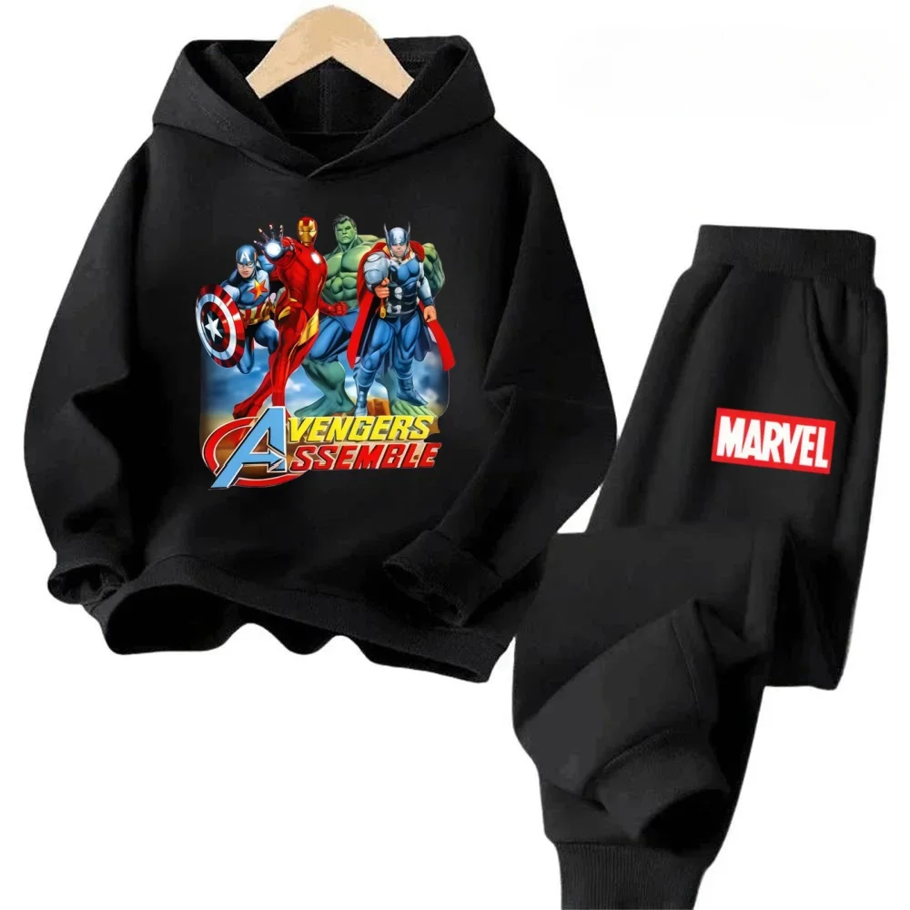 

Kids 2PCS Marvel Cartoon Hoodie Set Super Hero Print Long Sleeve Hooded Tops Pants Boys Soft Comfortable Outfits