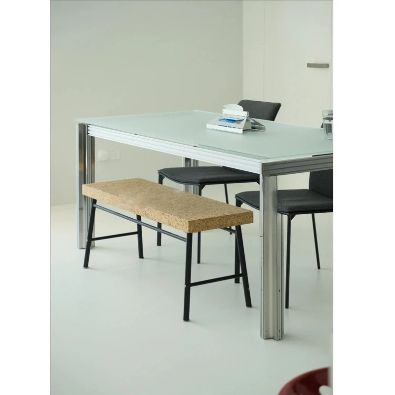 

Designer aluminum profile frosted glass table simple office computer desk household dining rectangular tea table