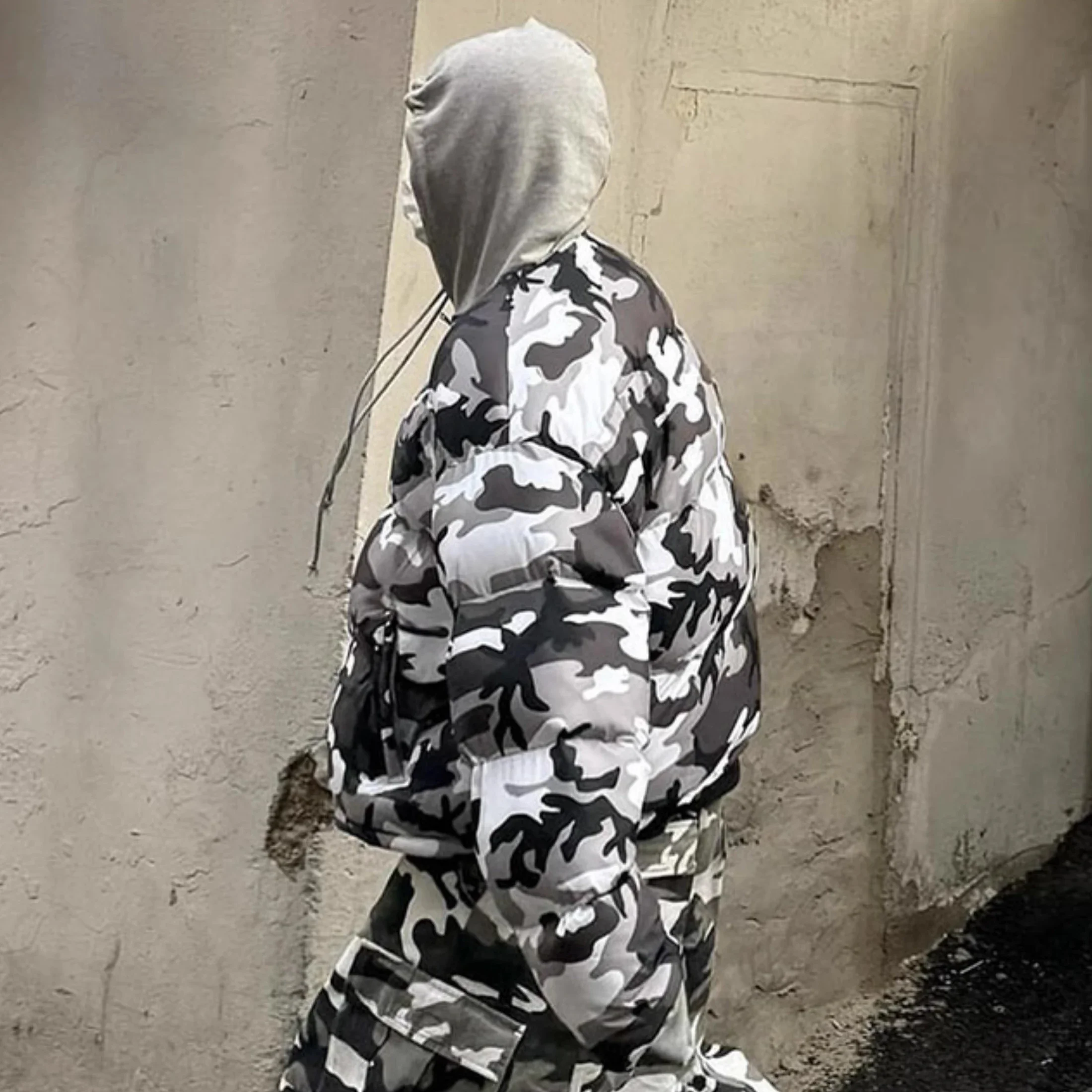 NIGO Men's Spring And Autumn Logo Printed Zipper Reversible Gray Sweatshirt Hooded Camouflage Jacket Coat Ngvp #nigo8847