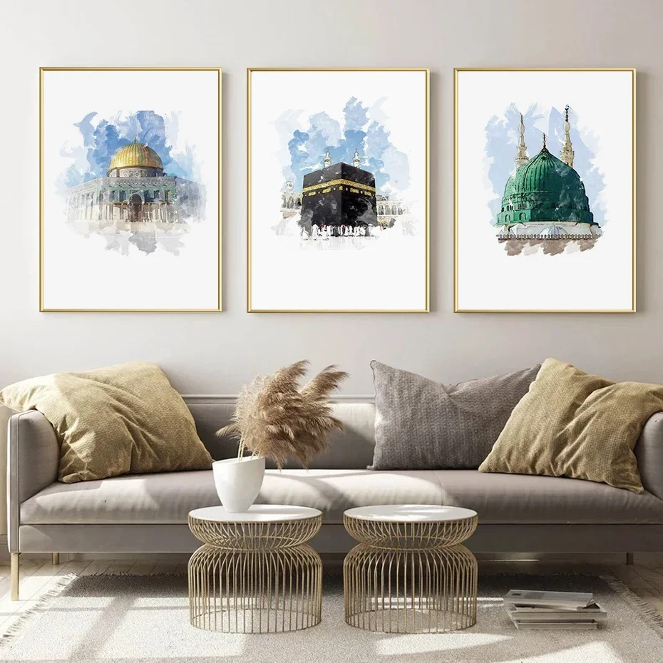 Leinwanddruck Wandkunst Abstrakte Islamische Moschee-Kuppel Felsentempel Poster Moderne Wohnzimmer-Inneneinrichtung Heim-Deko