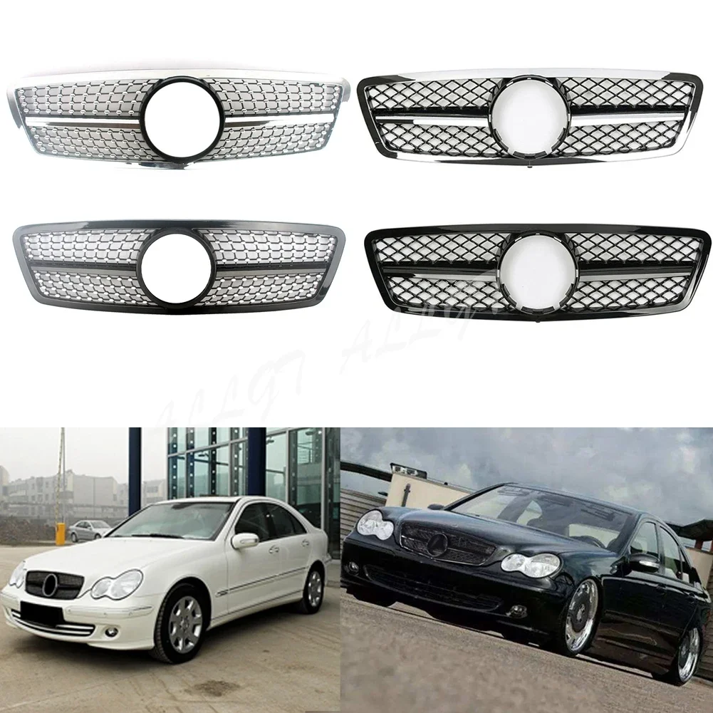 Front Upper Grill Bumper Grilles fit For Mercedes Benz C-Class W203 C280 C320 C240 C200 2001-2007 Four Doors