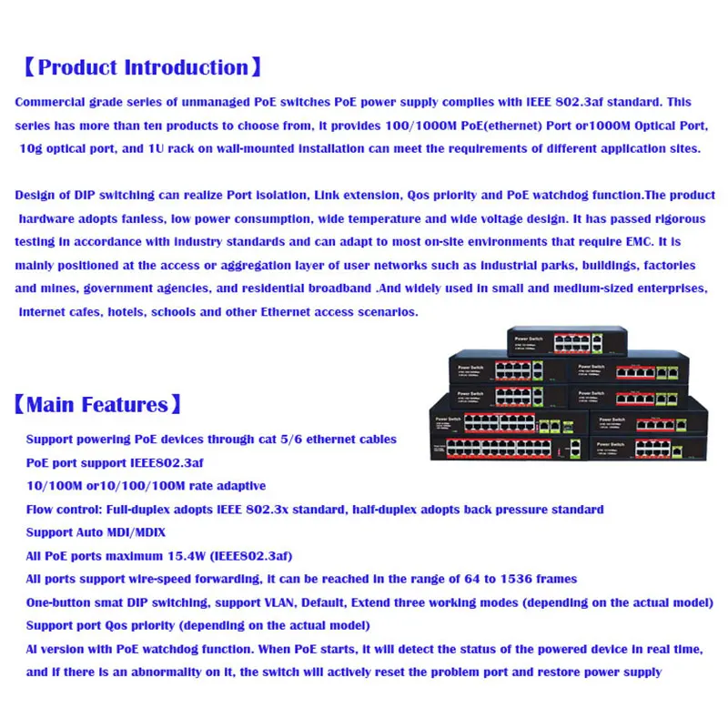 24 Ports Gigabit Network Switches 24 Port Poe Power Over Ethernet Switch