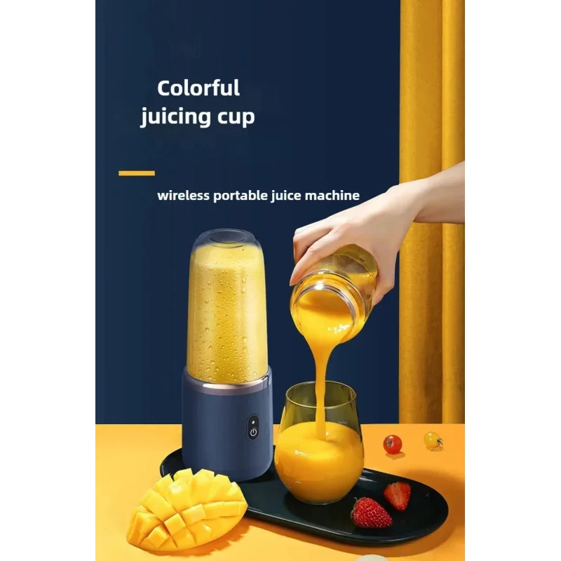 Licuadoras portátiles de jugo de frutas, mini licuadora eléctrica personal de verano, botella USB para el hogar, máquina de jugos con 6 cuchillas para la cocina