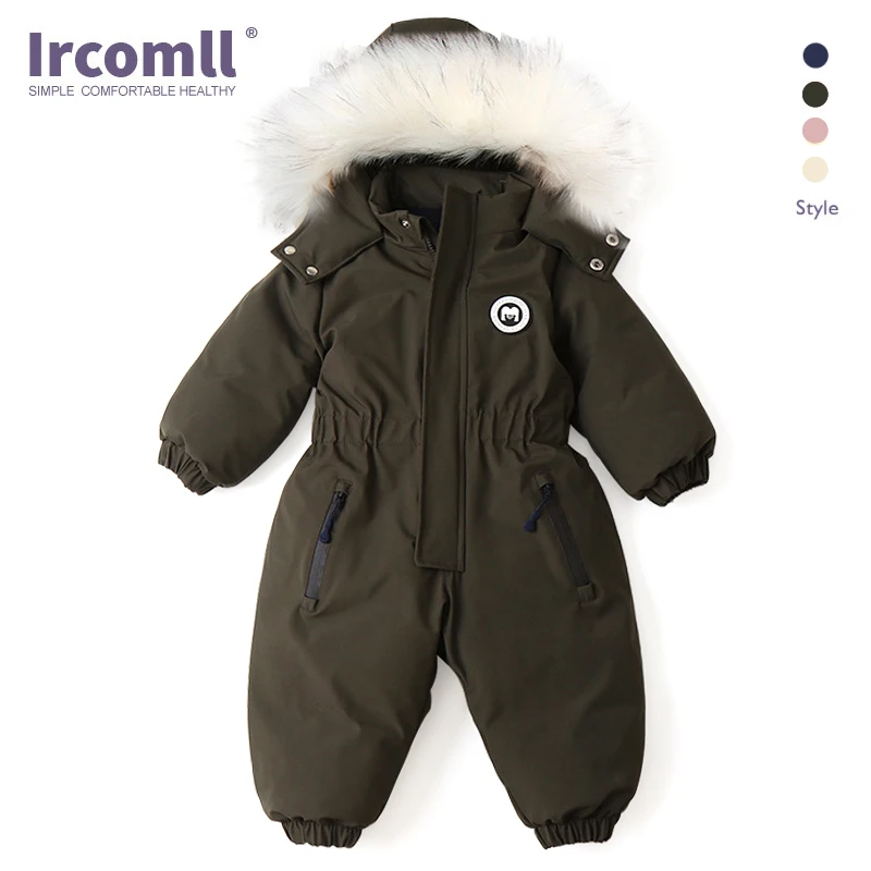 Ircomll -30 Grad Russland Kleinkind Kinder Kleidung Wasserdicht Mädchen Jungen Overalls Skianzug Schnee Set Kleinkind Warme Body Ski Jacke