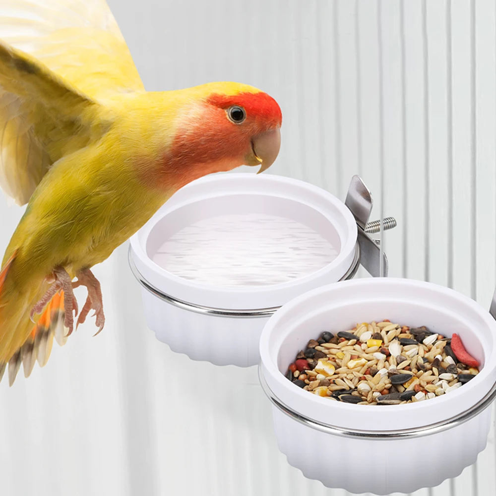 Bird Bowls Bird Cage Removable Hanging Feeder Bowl Parrot Rabbit Hamster Food Water Feeding Bowls Pet Cage Accessories