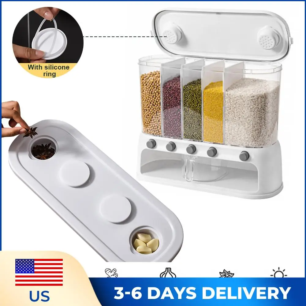 

Контейнер для круп 12 л, защита от насекомых, раздельный бак для риса, многофункциональный диспенсер для сухих продуктов, вращающийся, для кухни и дома