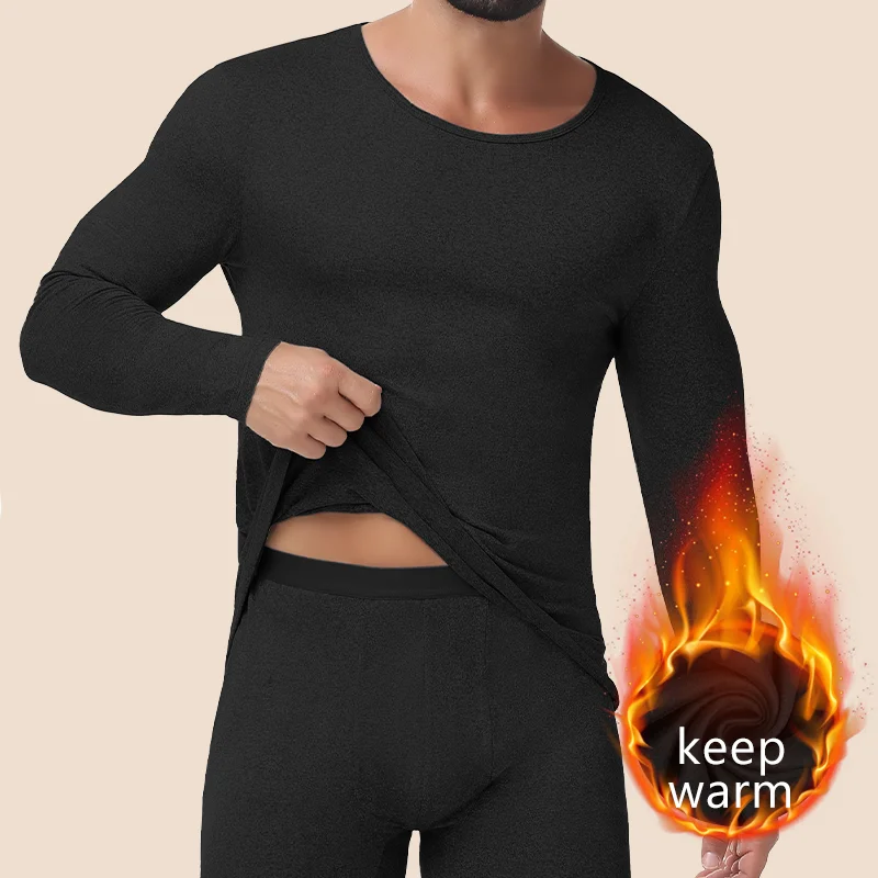 

Winter Men Thermal Underwear Set Moisture-wicking Breathable Fleece Sexy Casual Home Thickened Long Sleeve for Loungewear