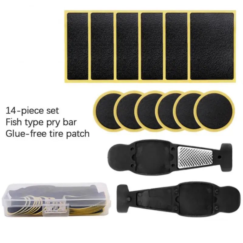 自転車タイヤ用の円形または正方形のゴムパッチのセット,インナーチューブのパンク修理ツール,48個,25mm