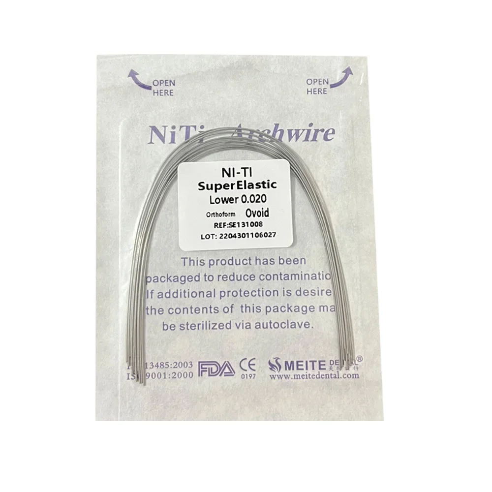 Cables de arco redondos y rectangulares para ortodoncia, producto de dentista, superelástico, forma ovalada, Niti, 10 unids/lote por paquete