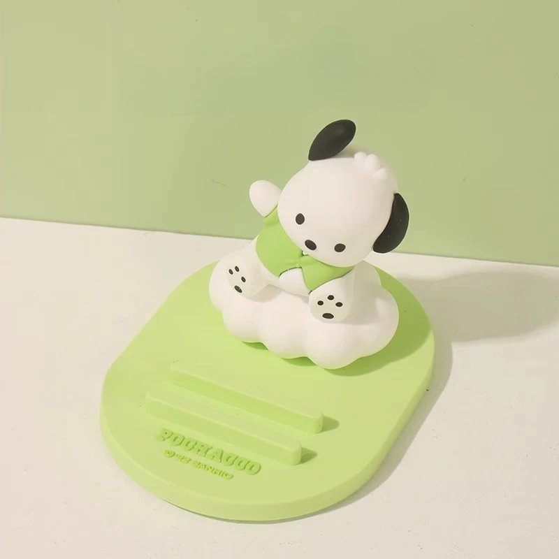 6.5cm Miniso Sanrio Pochacco Kuromi uchwyt na telefon komórkowy animacja Model figurki pcv śliczne figurki dla dzieci prezenty świąteczne zabawki