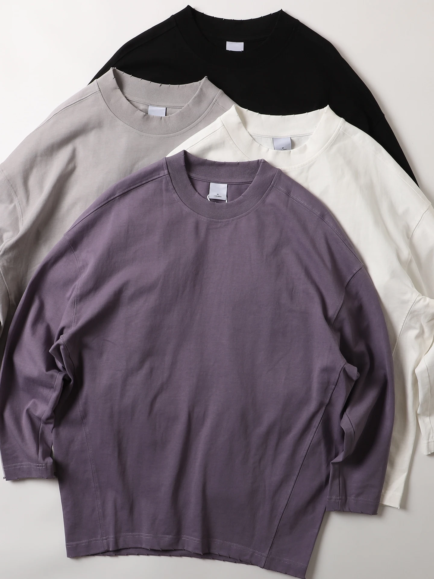 

Cool Bat ape American Khaki Heavyweight Pure Cotton round Ne Long Sve T-irt Men Loose Hole Bat Wing T-irt Trendy