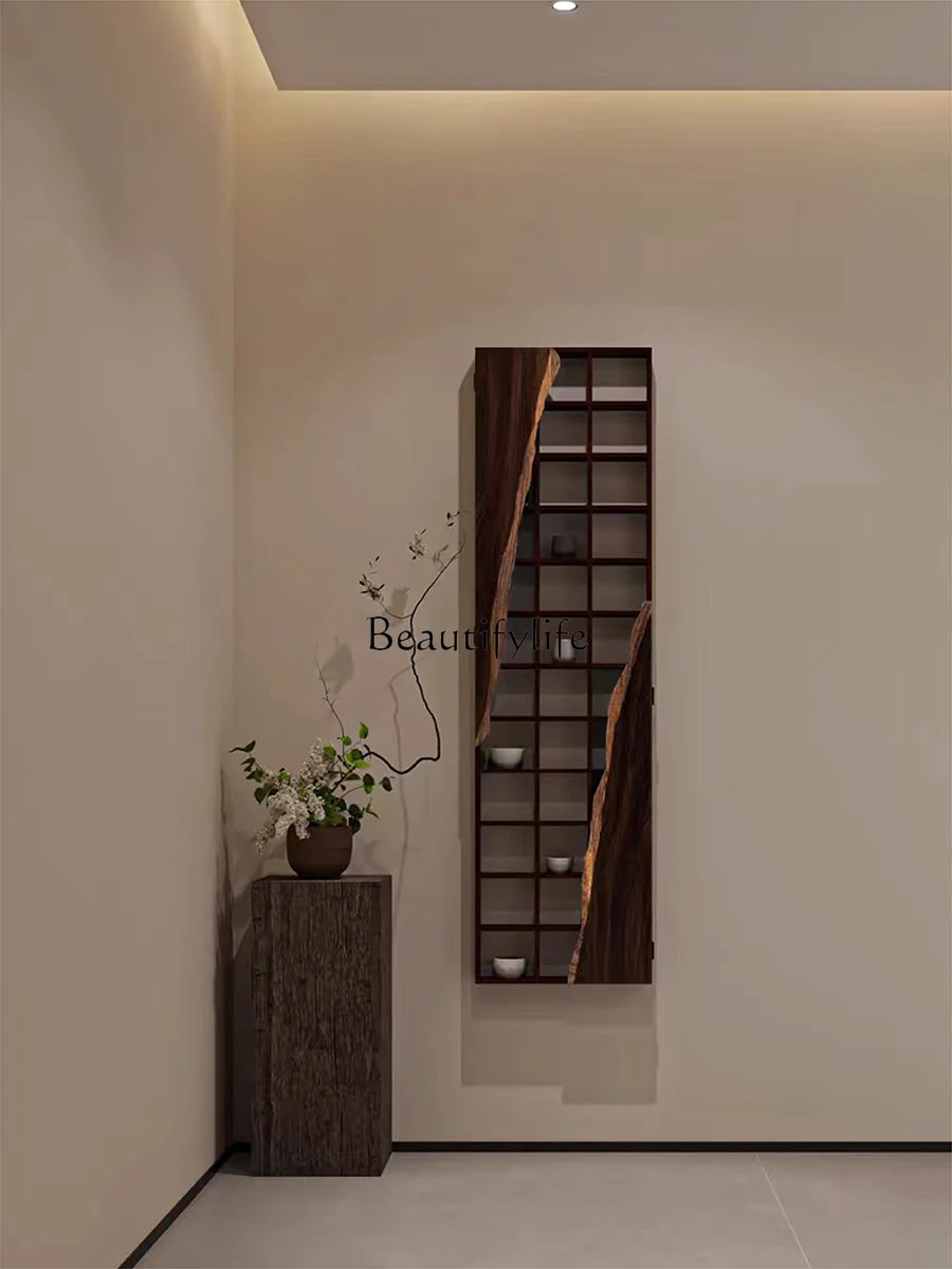 

Wabi Sand Wind Bogu Rack Solid Wood Teacup Rack Chinese Wall Mounted