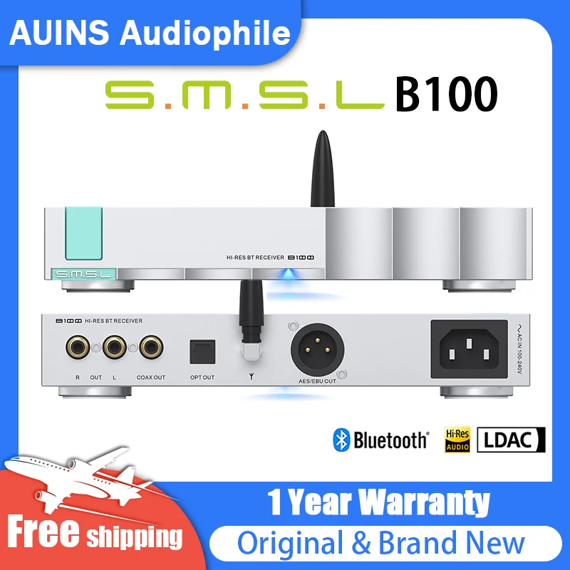 Ricevitore Bluetooth SMSL B100 AK4493S Chip DAC 24bit 192kHz Decodificatore audio coassiale ottico Bluetooth5.1 Supporta LDAC APTX SBC AAC