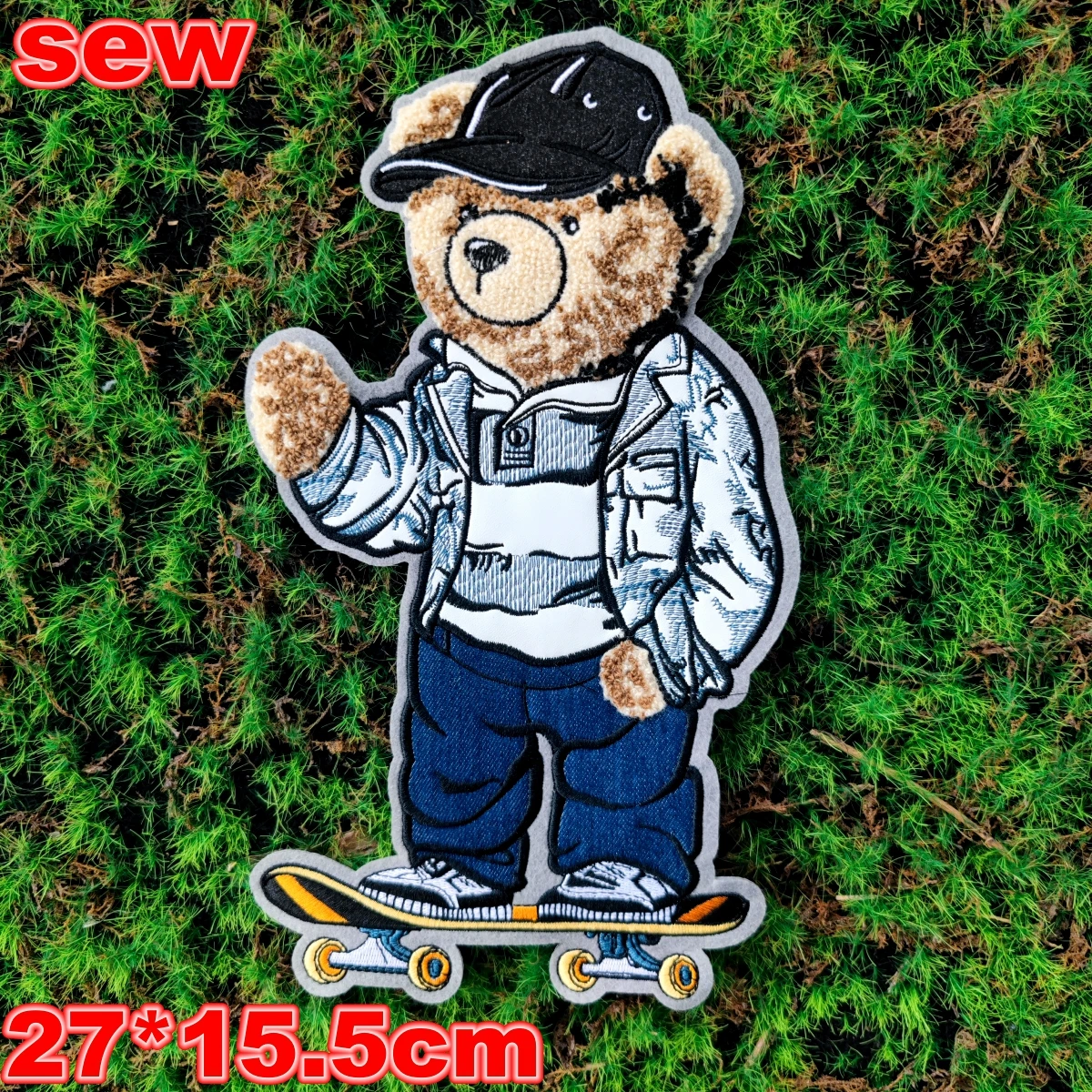 Embroidery Chenille Patch Pink Bear Animal Cartoon Badges Hats Bears Appliques Patches for Clothing DIY Accessory ID235251