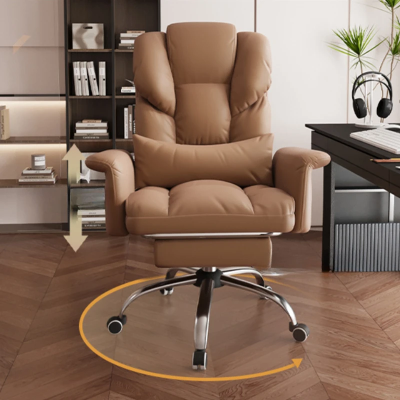 Ergonomic Chair Student Comfortable Game Bedroom Recliner Leather Office Rolling Individual Armchair Relaxation Executive Wheels