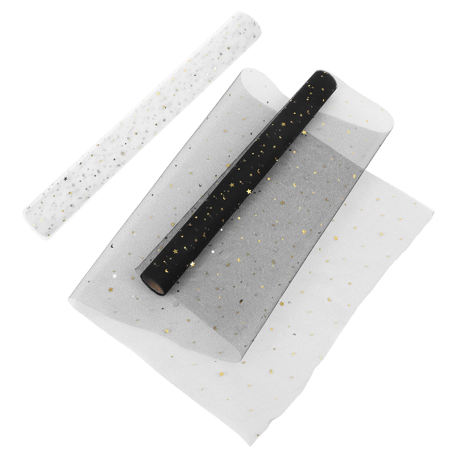 

2 Rolls Sparkling Star Moon Tulle Mesh for Floral Arrangements Gift Wrapping Sheer Netting Decoration Florist Supply