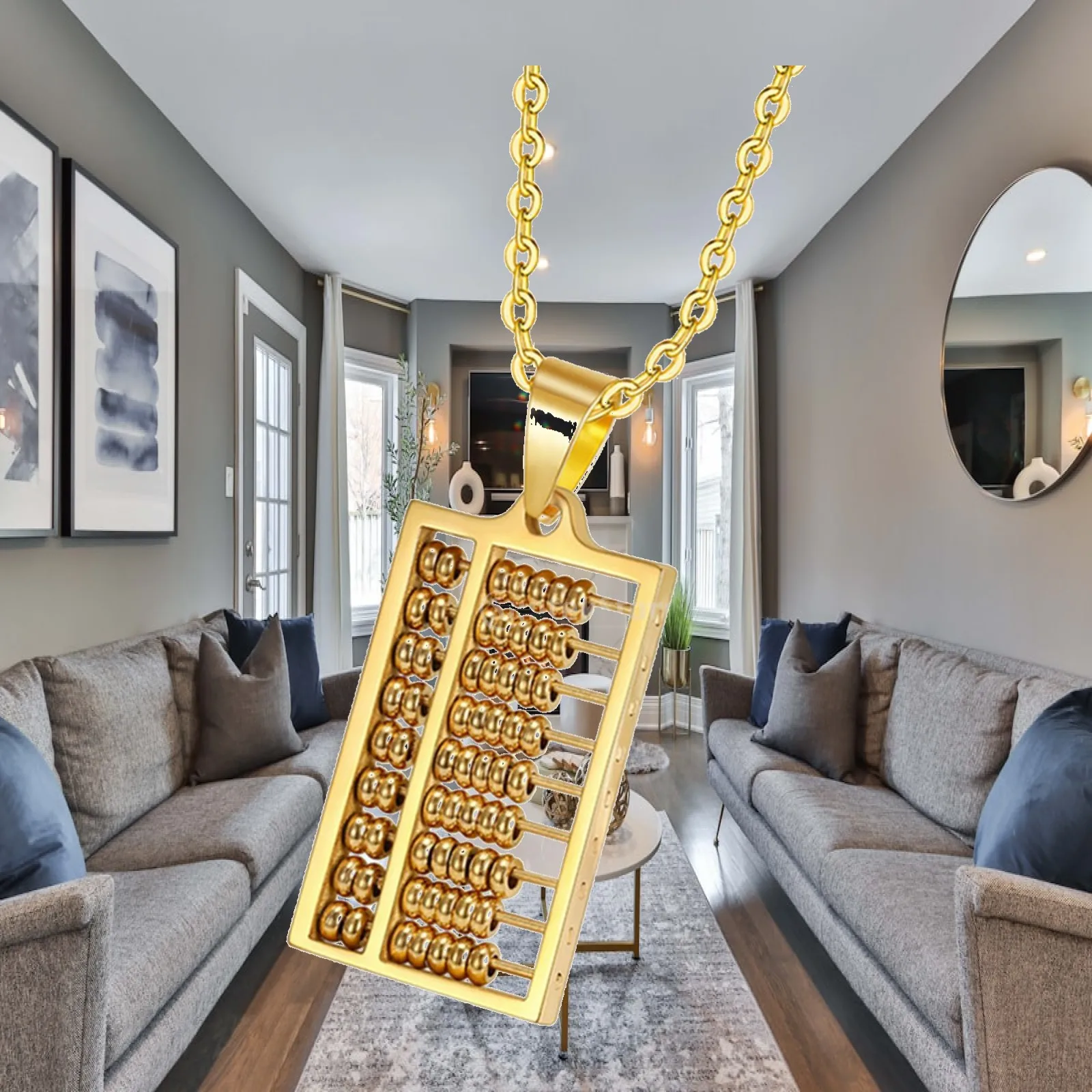 Fashion Abacus Necklace Ancient China Counting Frame Pendants Chain Titanium