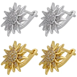 ZHUKOU NEW Mini CZ crystal gold color Sun flower stud earrings for women stud earrings party Jewelry wholesale VE555