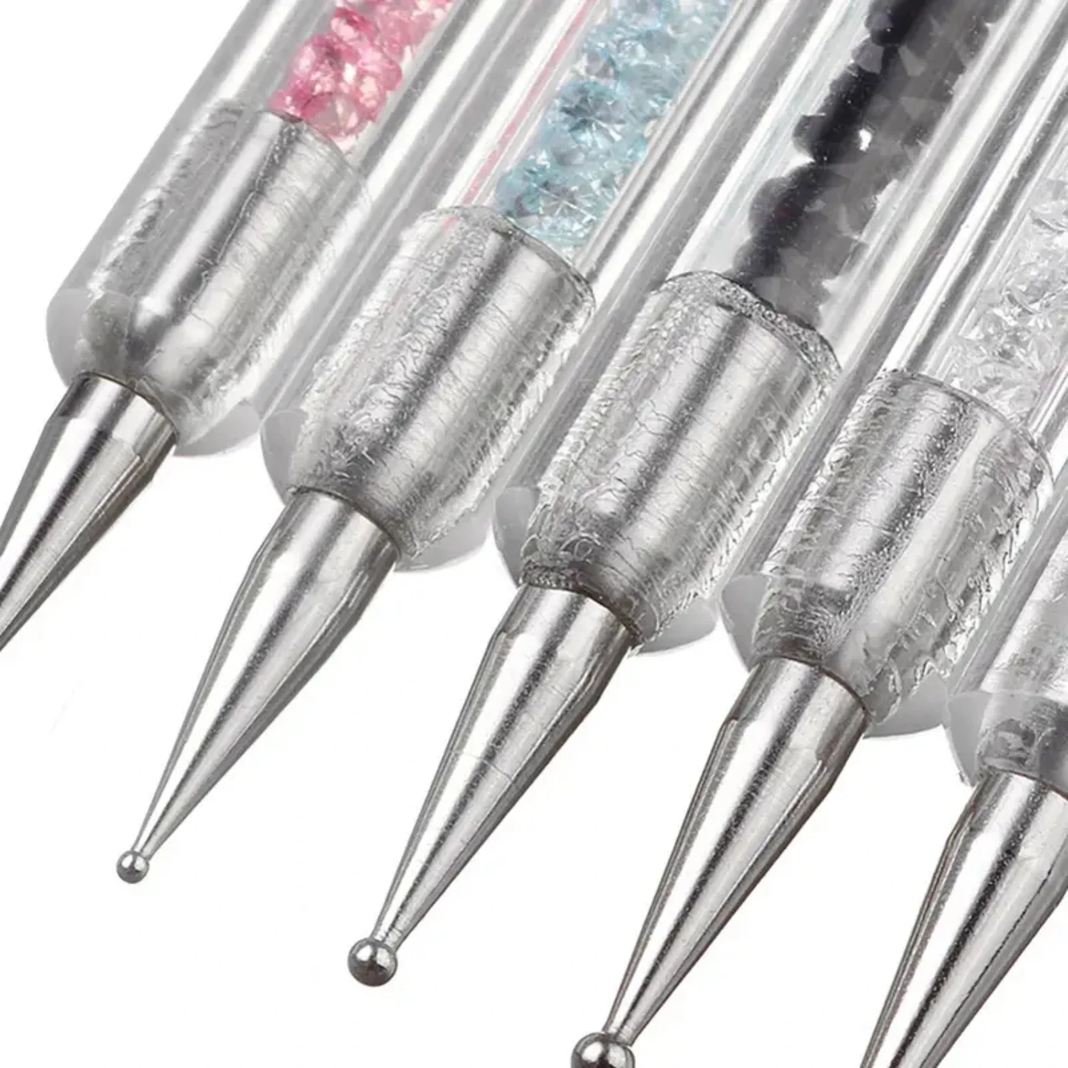 5 فرشاة أظافر أكريليك مع كريستال، فرشاة أكريليك، خط رسم من النايلون، أداة مانيكير